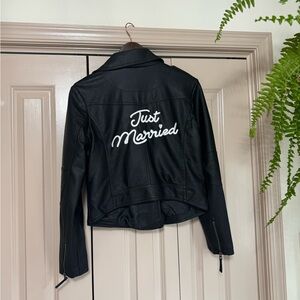 Just Married faux leather jacket